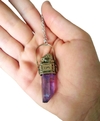 Collar amuleto cuarzo aura violeta y pirita