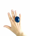 anillo xl agata azul regulable de alpaca 4.5x3.5