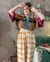 Blusa Cropped Kimono Xadrez Paisley na internet