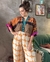 Blusa Cropped Kimono Xadrez Paisley