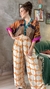 Blusa Cropped Kimono Xadrez Paisley - Tropicália