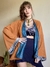 Casaco Kimono Dupla Face Aquele Abraço Caramelo e Azul na internet