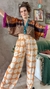 Blusa Cropped Kimono Xadrez Paisley - loja online