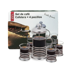 SET CAFETERA 600 ML + 4 POCILLOS