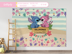 Stitch and Angel Birthday - Gender Reveal Backdrop - buy online