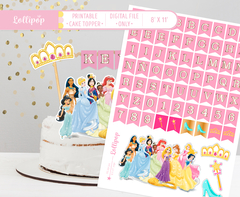 Disney Princess Party cake topper banners printable jpg Digital