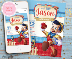 Pinocchio Disney Birthday Digital Invitation