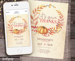 Thanksgiving Digital Party Invitation
