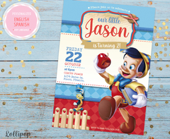 Pinocchio Disney Birthday Digital Invitation - buy online