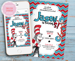 Cat in the hat Digital Party Invitation