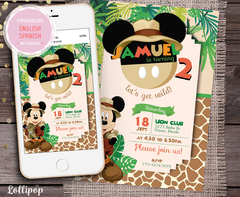 Mickey Safari Digital Party Invitation