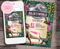 Jurassic world girl Digital Party Invitation