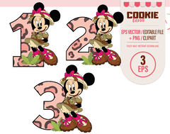Safari Minnie Mouse Clipart, EPS & PNG Clip Art, First Minnie Mouse Birthday animal print