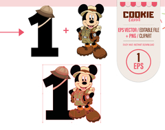 Safari Mouse Clipart, EPS & PNG Clip Art, First Mickey Mouse Birthday - Lollipop