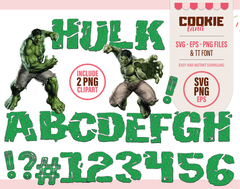 HUlk PNG alphabet clipart - SVG - Ai vector - TTF Hulk FONT