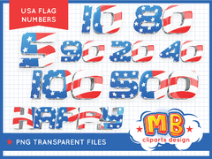 Patriotic 4th july anniversary PNG numbers clipart