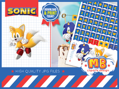 Sonic Party cake topper banners printable jpg Digital - buy online