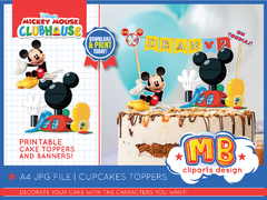 Mickey & friends Party cake topper banners printable jpg Digital