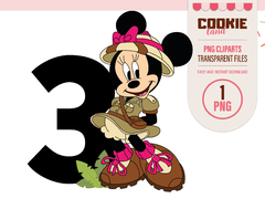 Safari Minnie Mouse Clipart, EPS & PNG Clip Art, 3rd Minnie Mouse Birthday