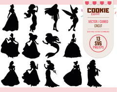 Disney princess silhouette SVG, EPS, PNG, characters