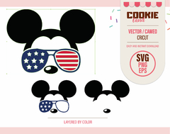 Mickey and Minnie with USA Sunglasses - Patriotic Day - Disney 4 th july SVG files - buy online