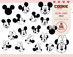 Mickey and Minnie heads vintage Characters - SVG files