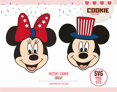 Mickey and minnie heads - Patriotic Day - Disney 4 th july SVG files