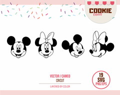 Mickey and Minnie heads vintage Characters - SVG files - buy online