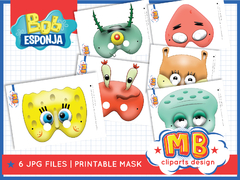 Sponge bob mask printable jpg Digital