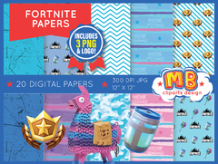 Fortnite Digital Paper - Seamless pattern & free PNG Clipart included