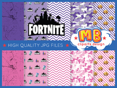 Fortnite Digital Paper - Seamless pattern & free PNG Clipart included - buy online