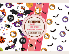Hello Kitty Halloween Digital Paper & free PNG Clipart included | FABRIC STAMP - online store