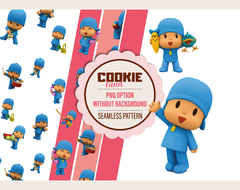 Pocoyo Digital Paper - Seamless pattern & free PNG Clipart included - Lollipop
