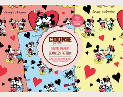 Mickey & Minnie Vinatege Digital Paper - Seamless pattern & free PNG Clipart included - buy online