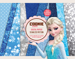 Frozen Elsa Digital Paper - Seamless pattern & free PNG Clipart included