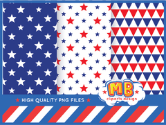 4th July patriotic Digital Paper - Seamless pattern & free PNG Clipart included on internet