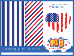 4th July patriotic Digital Paper - Seamless pattern & free PNG Clipart included - Lollipop