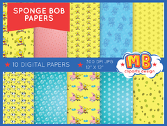 SpongeBob Digital Paper - Seamless pattern & free PNG Clipart included