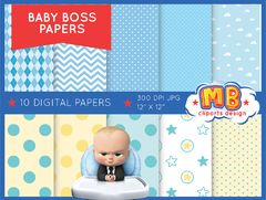 Baby Boss Digital Paper - Seamless pattern & free PNG Clipart included