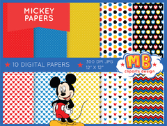 Mickey Digital Paper - Seamless pattern & free PNG Clipart included