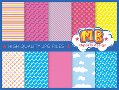 Paw Patrol Girls Digital Paper - Seamless pattern & free PNG Clipart included - buy online