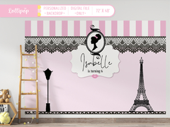 Afro Barbie Paris Birthday Party Backdrop / personalized!