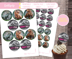 Jurassic girls Party Toppers printable jpg Digital
