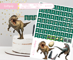 Jurassic Party cake topper banners printable jpg Digital - online store
