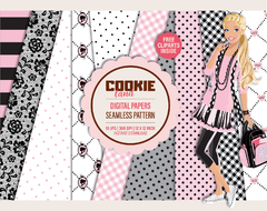 Barbie Paris Digital Paper - Seamless pattern & free PNG Clipart included