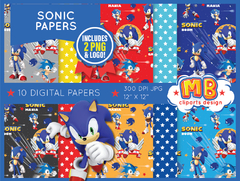 Sonic Digital Paper - Seamless pattern & free PNG Clipart included