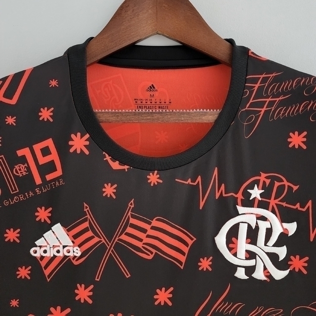 Camisa Pré-Jogo Flamengo 2022 2023 Feminina Modelo Torcedor Fan Preta