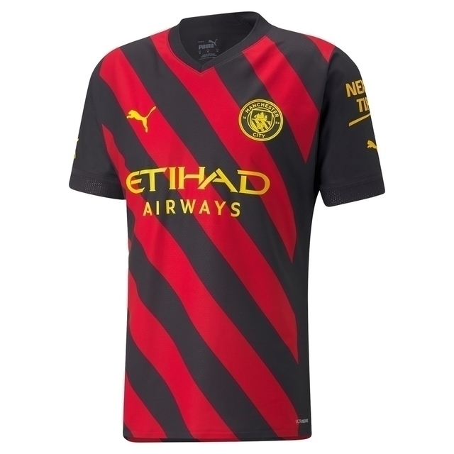 Camisa II Manchester City Preta/Vermelha Away 2022/2023 – Versão