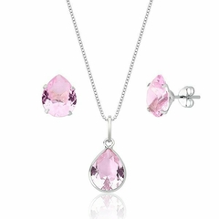 Conjunto Gota Rosa - PRATA 925