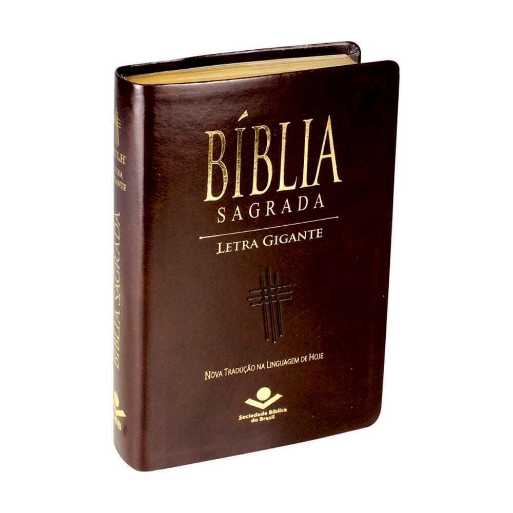 Bíblia Almeida Século 21 Letra gigante luxo - couro sintético marrom